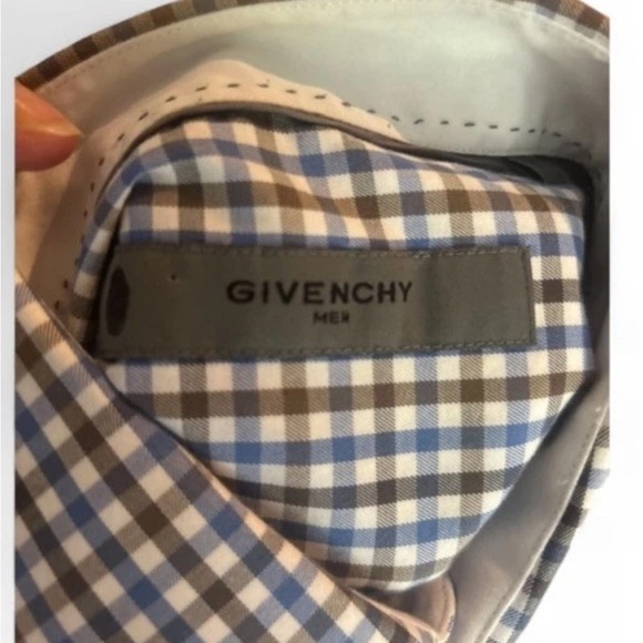 Givenchy Men Blue Checkered Long Sleeve Button Up Shirt Size Medium - Picture 4 of 7